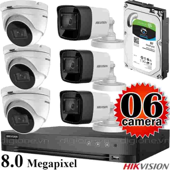 Lắp đặt trọn bộ 6 camera giám sát 8.0MP (4K) siêu nét Hikvision