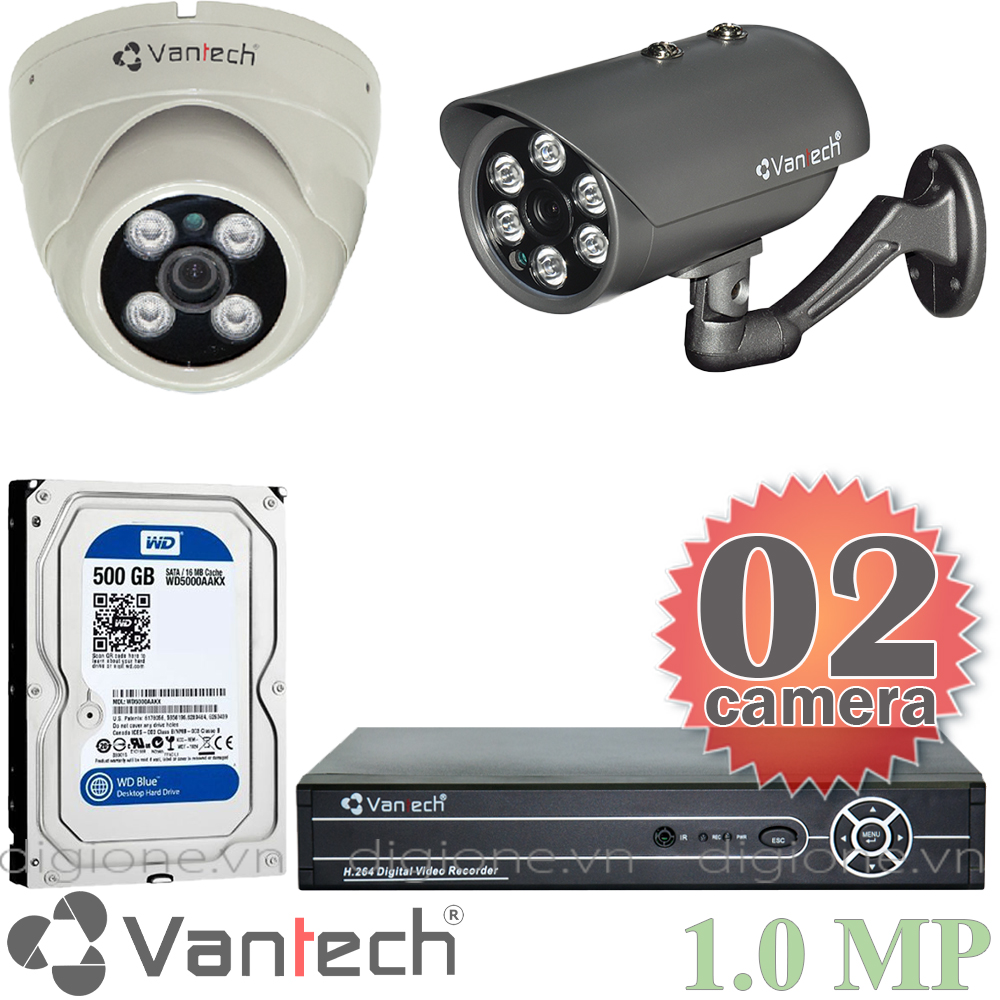 Lắp đặt trọn bộ 2 camera giám sát 1.0M Vantech