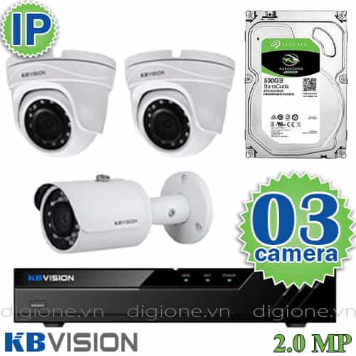Lắp đặt trọn bộ 3 camera IP giám sát 2.0MP KBvision