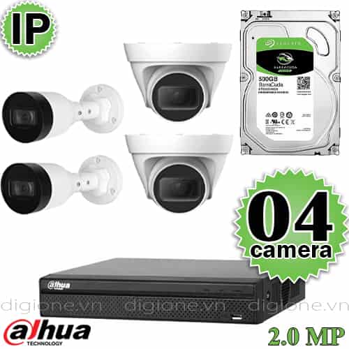 Lắp đặt trọn bộ 4 camera IP giám sát 2.0MP Dahua