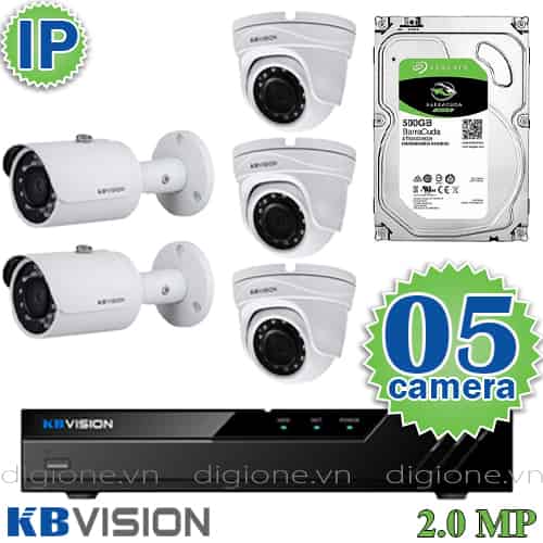 Lắp đặt trọn bộ 5 camera IP giám sát 2.0MP KBvision