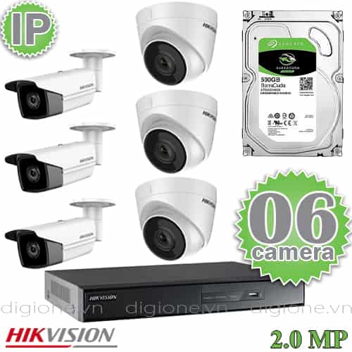 Lắp Đặt Trọn Bộ 6 Camera IP Giám Sát 2.0M Hikvision