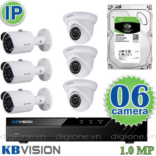 Lắp đặt trọn bộ 6 camera IP giám sát 1.0MP KBvision