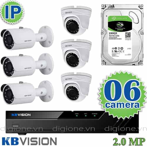 Lắp đặt trọn bộ 6 camera IP giám sát 2.0MP KBvision