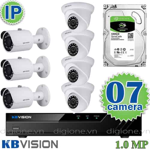 Lắp đặt trọn bộ 7 camera IP giám sát 1.0MP KBvision