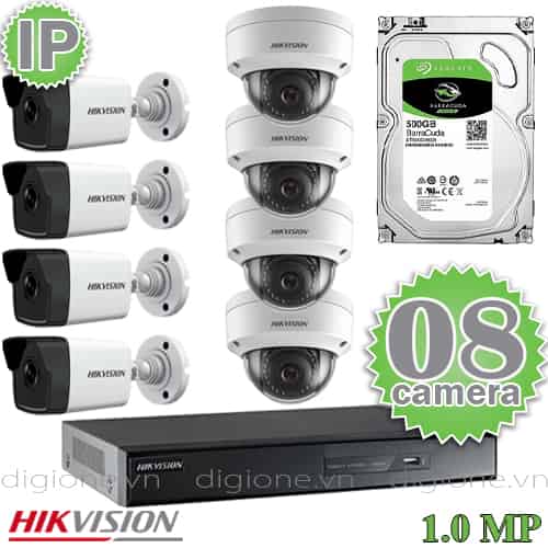 Lắp Đặt Trọn Bộ 8 Camera IP Giám Sát 1.0M Hikvision