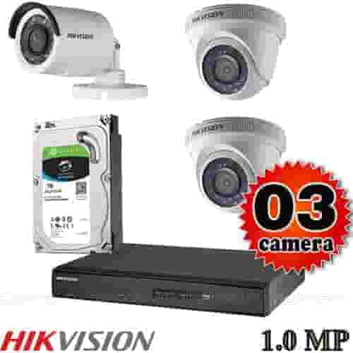 Lắp đặt trọn bộ 3 camera giám sát 1.0M Hikvision