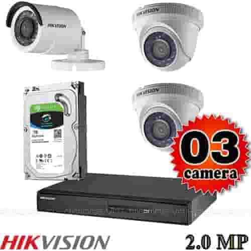 Lắp đặt trọn bộ 3 camera giám sát 2.0M Hikvision