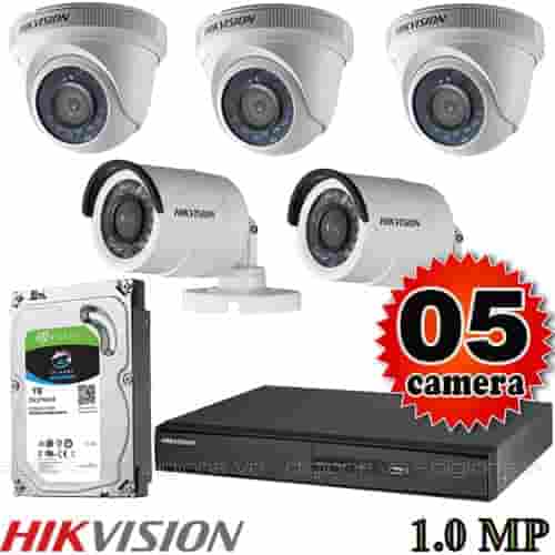 Lắp đặt trọn bộ 5 camera giám sát 1.0MP Hikvision
