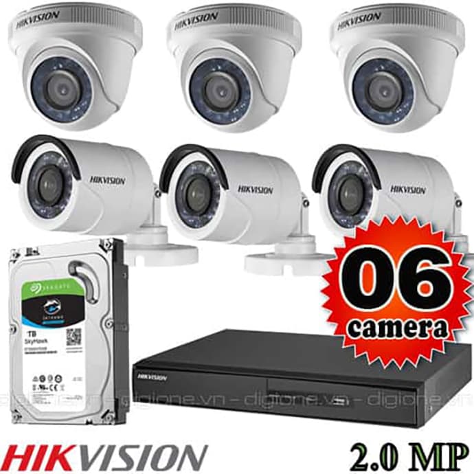 Lắp đặt trọn bộ 6 camera giám sát 2.0M Hikvision
