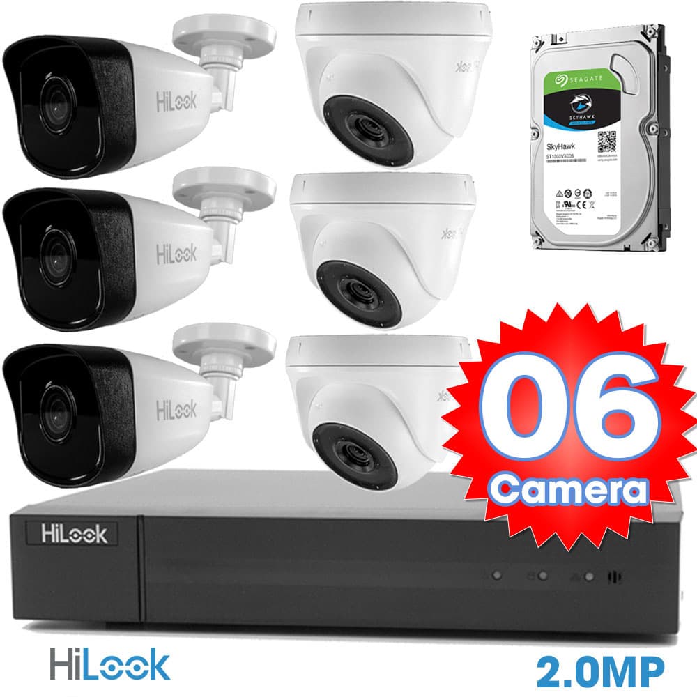 Lắp đặt trọn bộ 6 camera giám sát 2.0MP HiLook