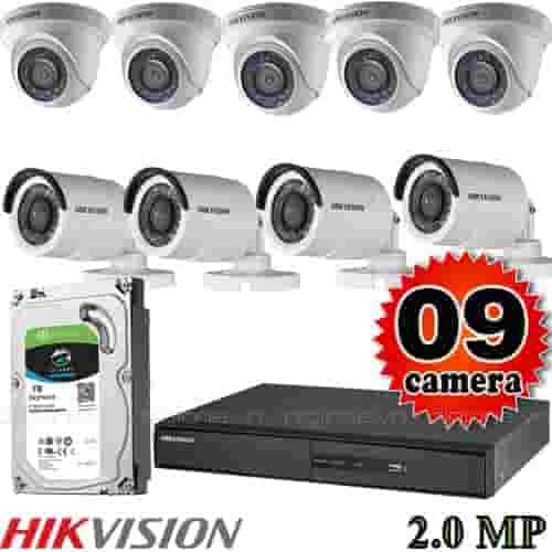 Lắp đặt trọn bộ 9 camera giám sát 2.0M Hikvision