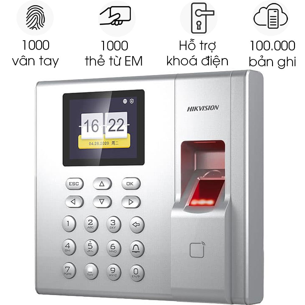 Máy Chấm Công Vân Tay - Card EM Hikvision DS-K1T8003EF