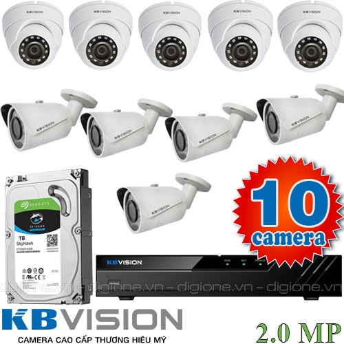 Lắp đặt trọn bộ 10 camera giám sát 2.0M Kbvision