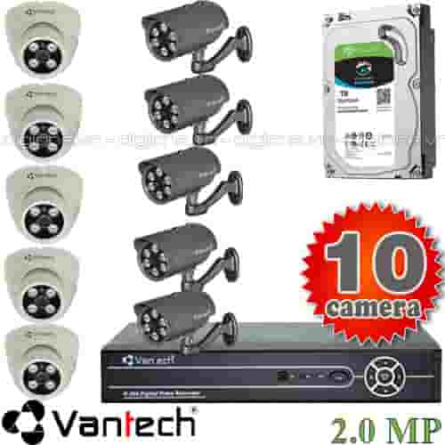Lắp đặt trọn bộ 10 camera giám sát 2.0M Vantech