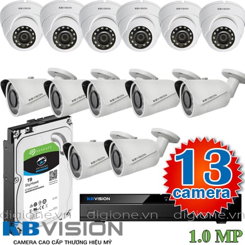 Lắp đặt trọn bộ 13 camera giám sát 1.0M Kbvision