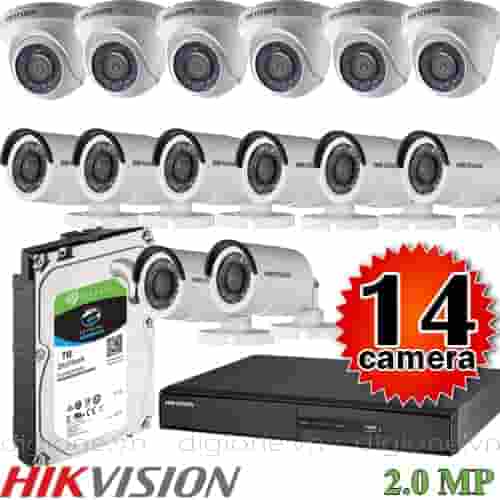 Lắp đặt trọn bộ 14 camera giám sát 2.0M Hikvision