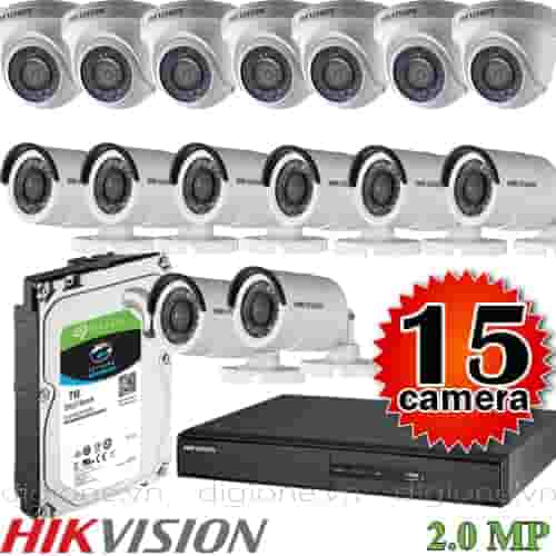 Lắp đặt trọn bộ 15 camera giám sát 2.0M Hikvision