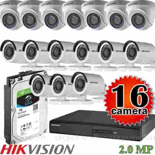 Lắp đặt trọn bộ 16 camera giám sát 2.0M Hikvision