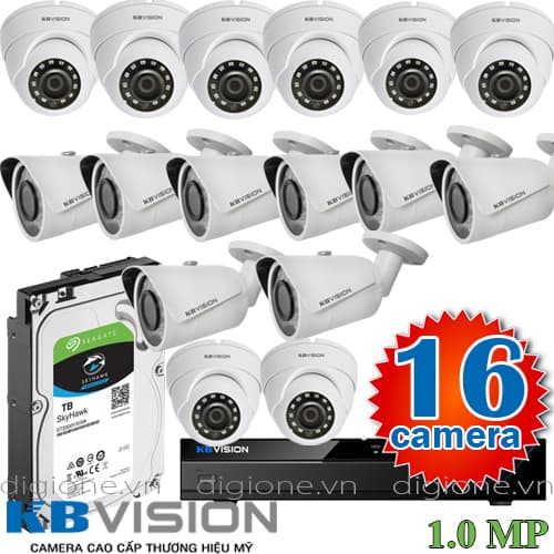 Lắp đặt trọn bộ 16 camera giám sát 1.0M Kbvision