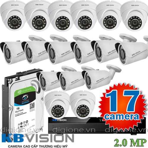 Lắp đặt trọn bộ 17 camera giám sát 2.0M Kbvision