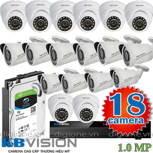 Lắp đặt trọn bộ 18 camera giám sát 1.0M Kbvision