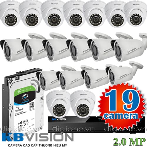 Lắp đặt trọn bộ 19 camera giám sát 2.0M Kbvision