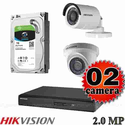 Lắp đặt trọn bộ 2 camera giám sát 2.0M Hikvision