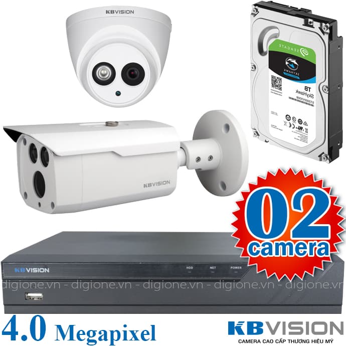 Lắp đặt trọn bộ 2 camera giám sát 4.0M KBvision