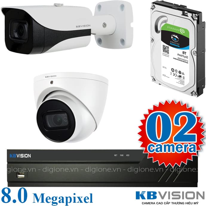 Lắp đặt trọn bộ 2 camera giám sát 8.0MP (4K) siêu nét Hikvision