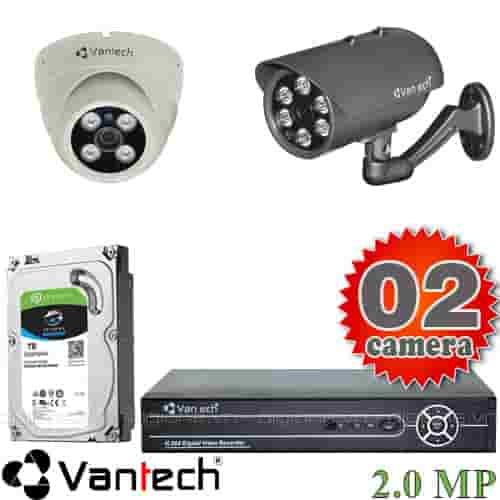 Lắp đặt trọn bộ 2 camera giám sát 2.0M Vantech