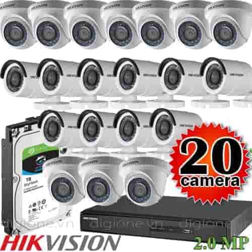 Lắp đặt trọn bộ 20 camera giám sát 2.0M Hikvision