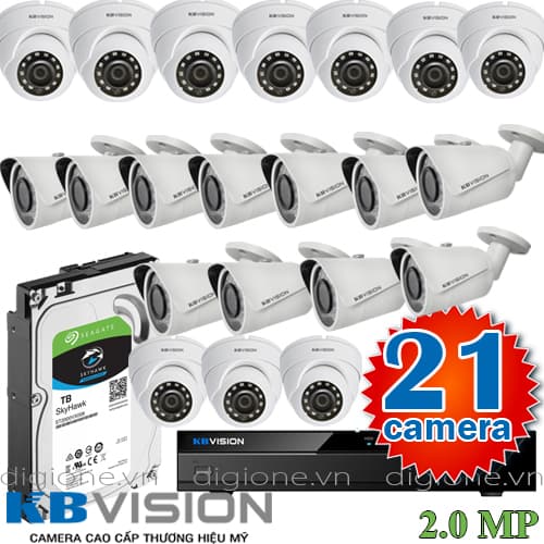 Lắp đặt trọn bộ 21 camera giám sát 2.0M Kbvision