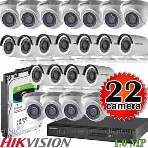 Lắp đặt trọn bộ 22 camera giám sát 1.0M Hikvision