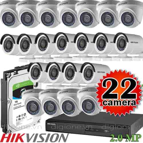 Lắp đặt trọn bộ 22 camera giám sát 2.0M Hikvision