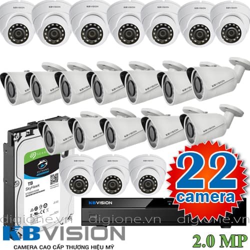 Lắp đặt trọn bộ 22 camera giám sát 2.0M Kbvision