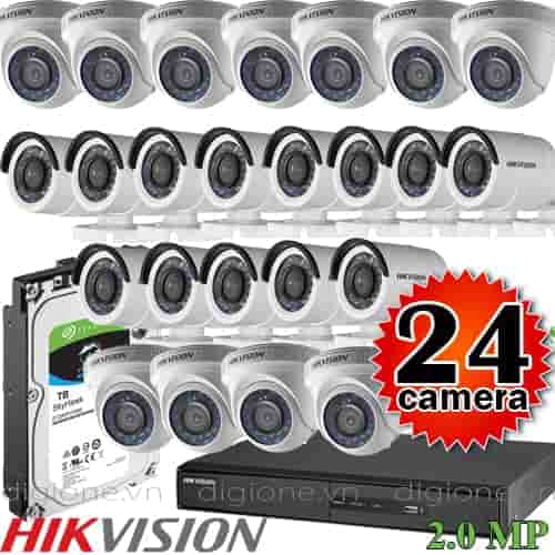 Lắp đặt trọn bộ 24 camera giám sát 2.0M Hikvision