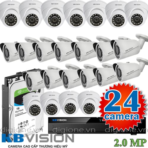 Lắp đặt trọn bộ 24 camera giám sát 2.0M Kbvision