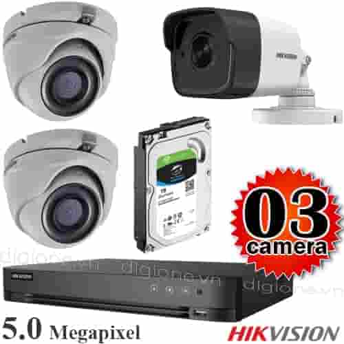 Lắp đặt trọn bộ 3 camera giám sát 5.0M siêu nét Hikvision