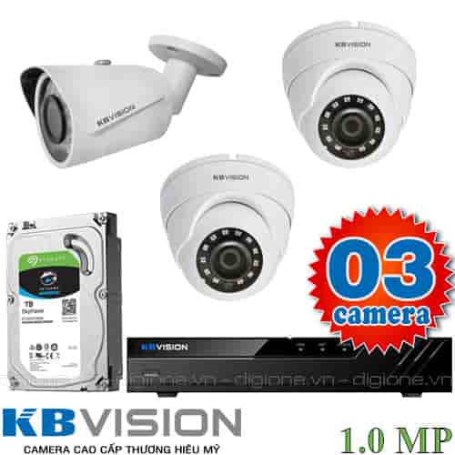 Lắp đặt trọn bộ 3 camera giám sát 1.0MP KBvision