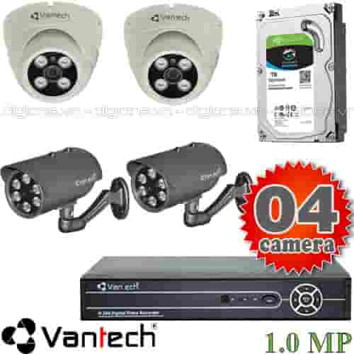 Lắp đặt trọn bộ 4 camera giám sát 1.0MP Vantech