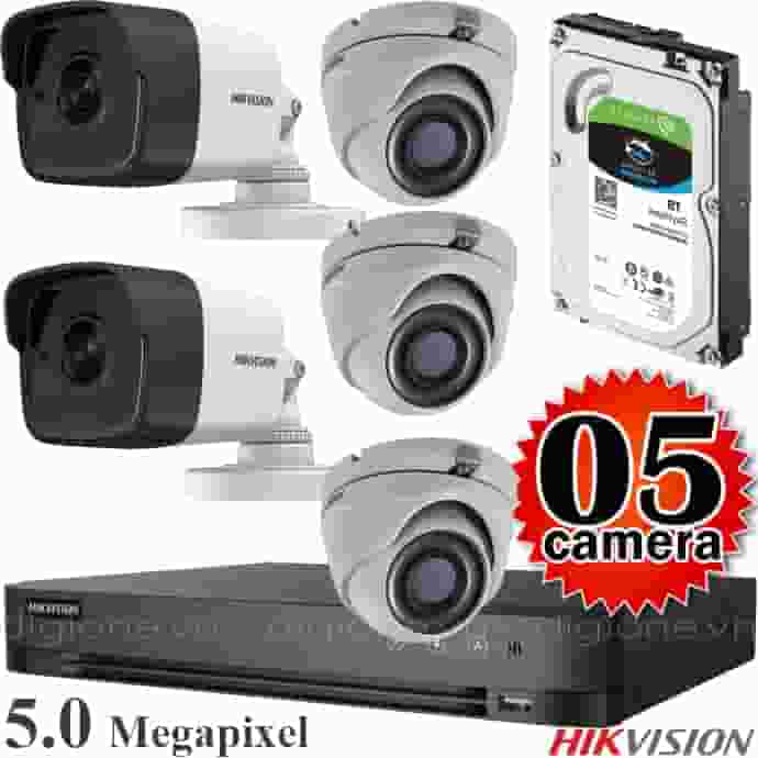 Lắp đặt trọn bộ 5 camera giám sát 5.0MP siêu nét Hikvision