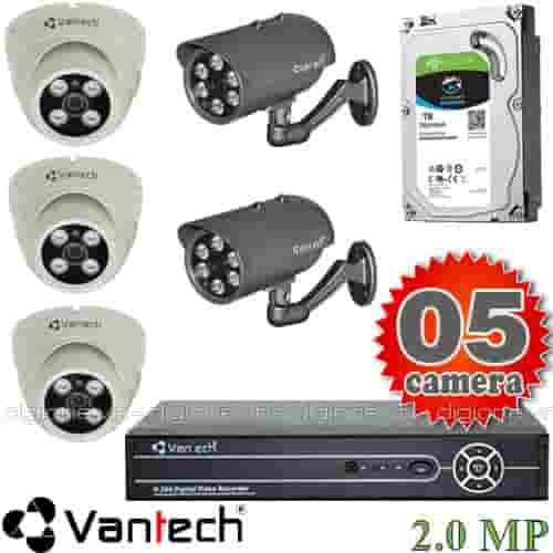 Lắp đặt trọn bộ 5 camera giám sát 2.0MP Vantech