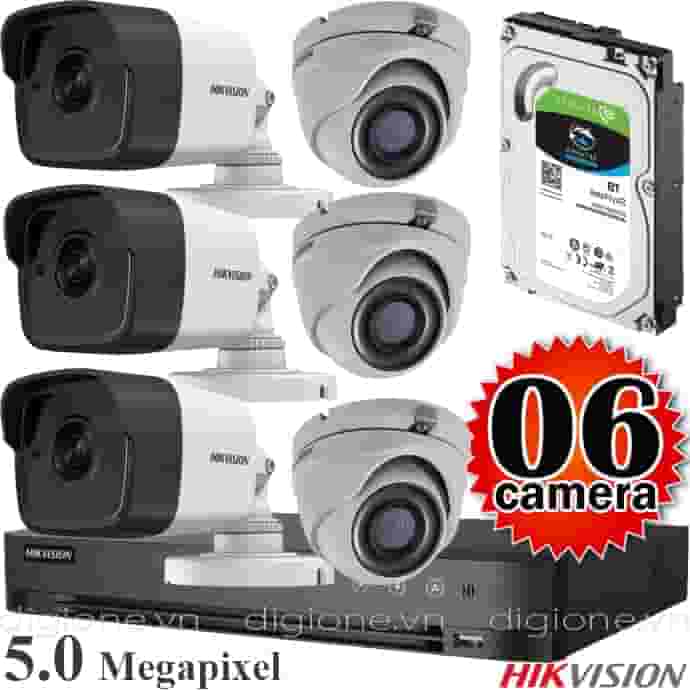 Lắp đặt trọn bộ 6 camera giám sát 5.0M siêu nét Hikvision