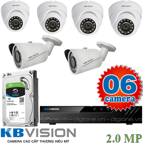 Lắp đặt trọn bộ 6 camera giám sát 2.0MP KBvision