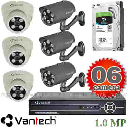 Lắp đặt trọn bộ 6 camera giám sát 1.0MP Vantech