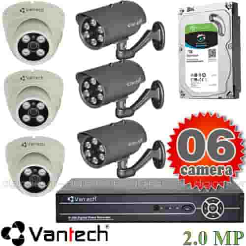 Lắp đặt trọn bộ 6 camera giám sát 2.0MP Vantech
