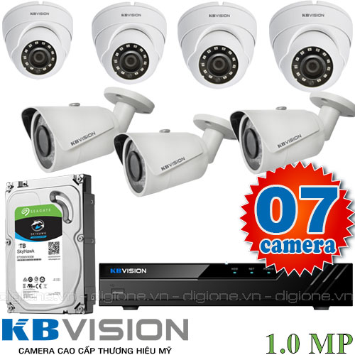 Lắp đặt trọn bộ 7 camera giám sát 1.0MP KBvision