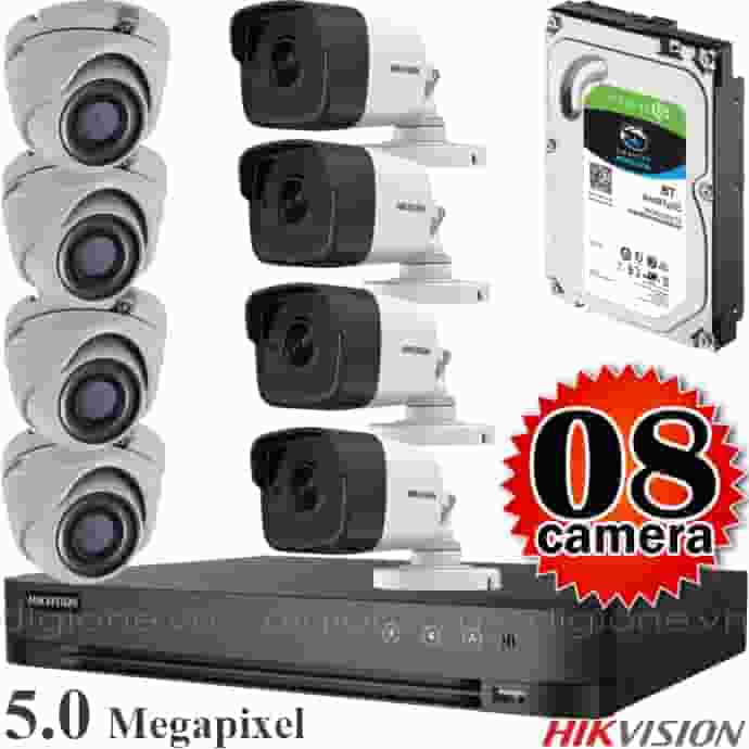 Lắp đặt trọn bộ 8 camera giám sát 5.0MP siêu nét Hikvision