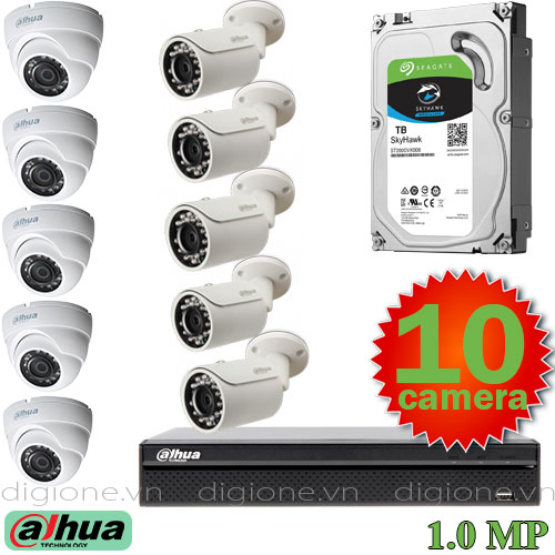 Lắp đặt trọn bộ 10 camera giám sát 1.0M Dahua